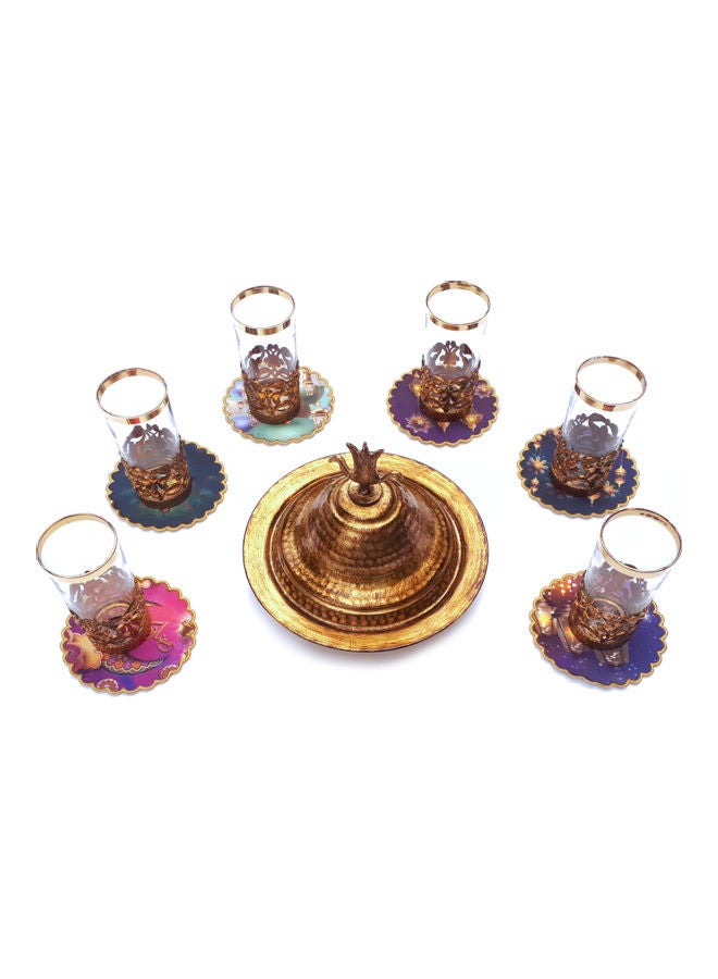 Alwan Ramadan Kareem Fabric Coaster Set of 6 Multicolour 11cm - Image 5