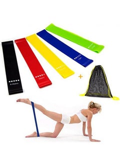 Generic Resistance Bands Exercise Bands For Woman Yoga Resistance Loop Bands For Legs And Butt Workout Bands For Home Gym Fitness 5 Set With Bag  - Image 1