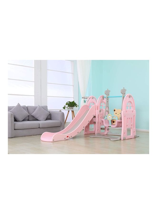 Rainbow Toys - 3 In 1 Baby Plastic Swing Slide With Basketball Hoop Set For Home Use 208x145x120cm - Image 1