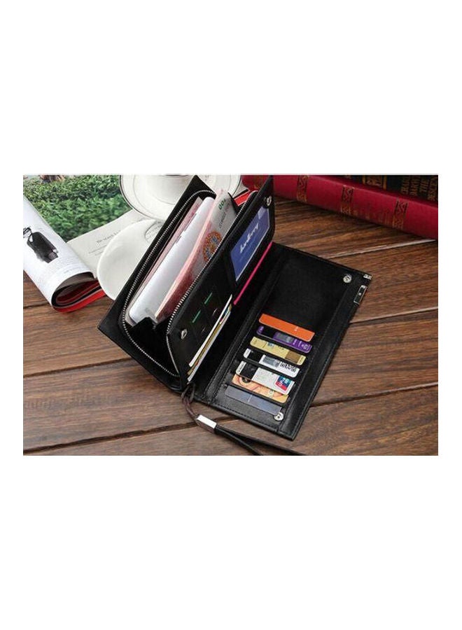 Generic - European And American Multifunctional Leather Long Paragraph Wallet Black - Image 1