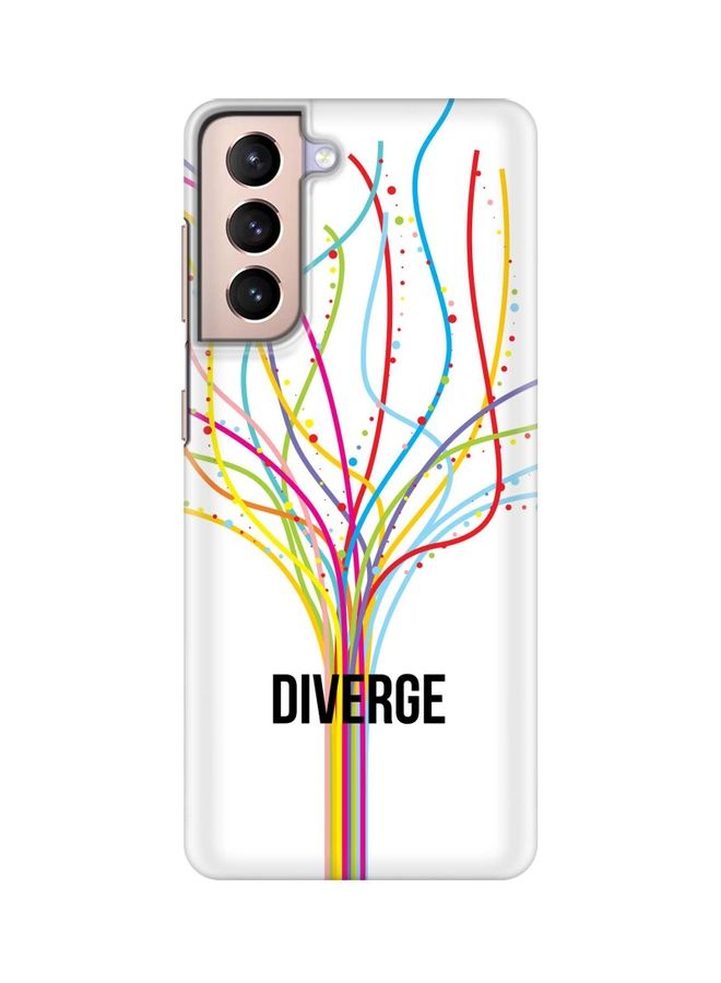 ستايلايزد غطاء حماية مزين بطبعة كلمة "Diverge" لهاتف سامسونج جالاكسي S21 بلس 5G أبيض - Image 1
