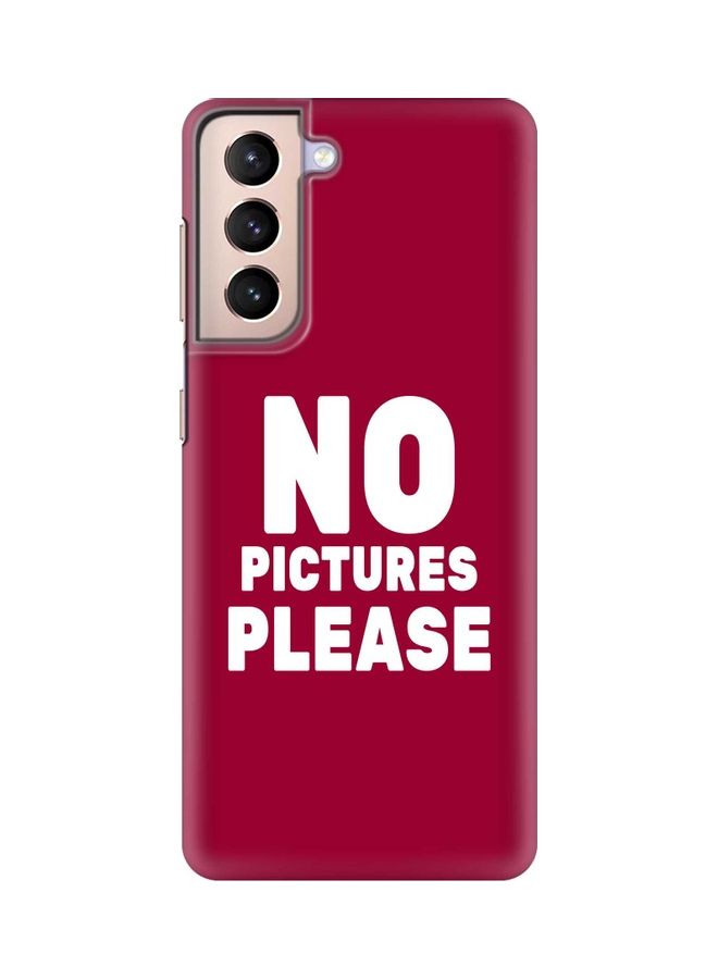 غطاء حماية بطبعة عبارة "No Pictures Please" لهاتف سامسونج جالاكسي S21 5G أحمر/أبيض
