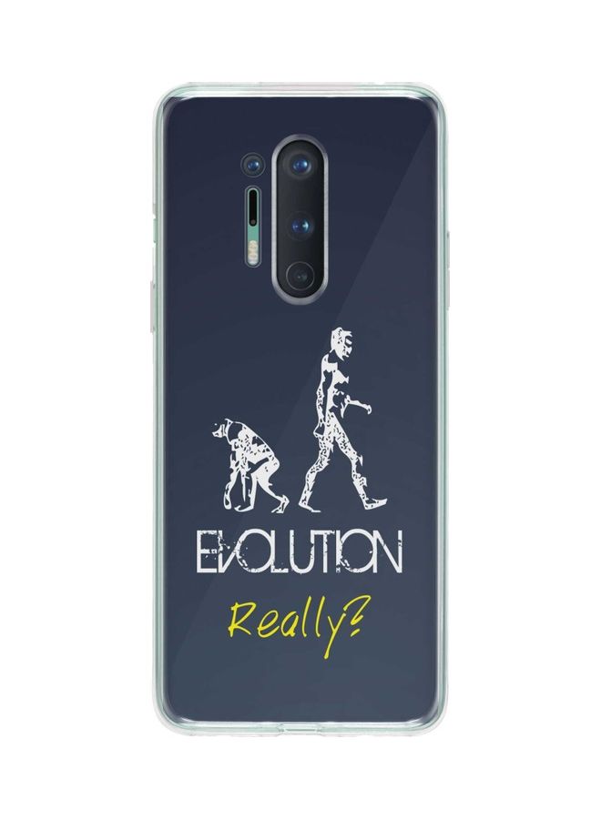 ستايلايزد غطاء حماية كلاسيكي بطبعة "Evolution, Really" لهاتف ون بلس 8 برو كحلي/ أبيض/ أصفر - Image 1