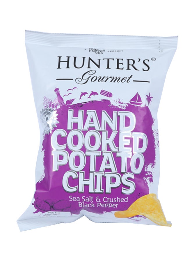 Hunter's Gourmet Hand Cooked Potato Chips Sea Salt And Crushed Black Pepper 125grams 
