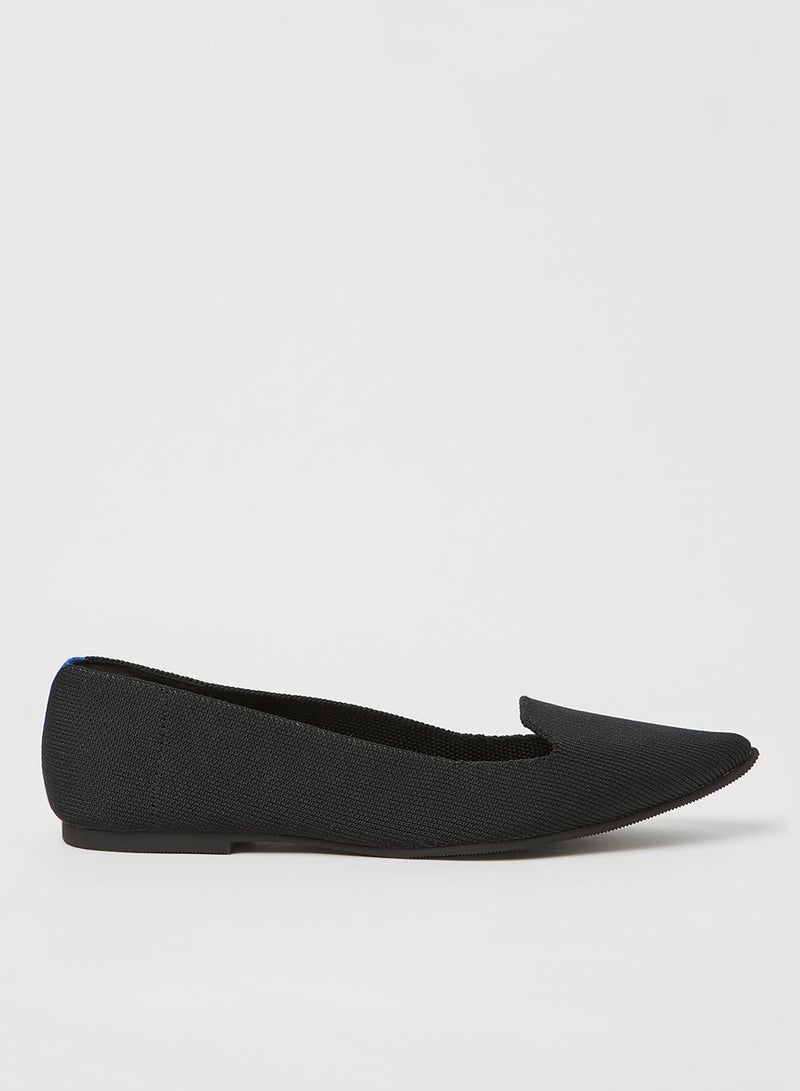 MONARK - Pointed Toe Flat Slip-On Loafers Black - Image 1