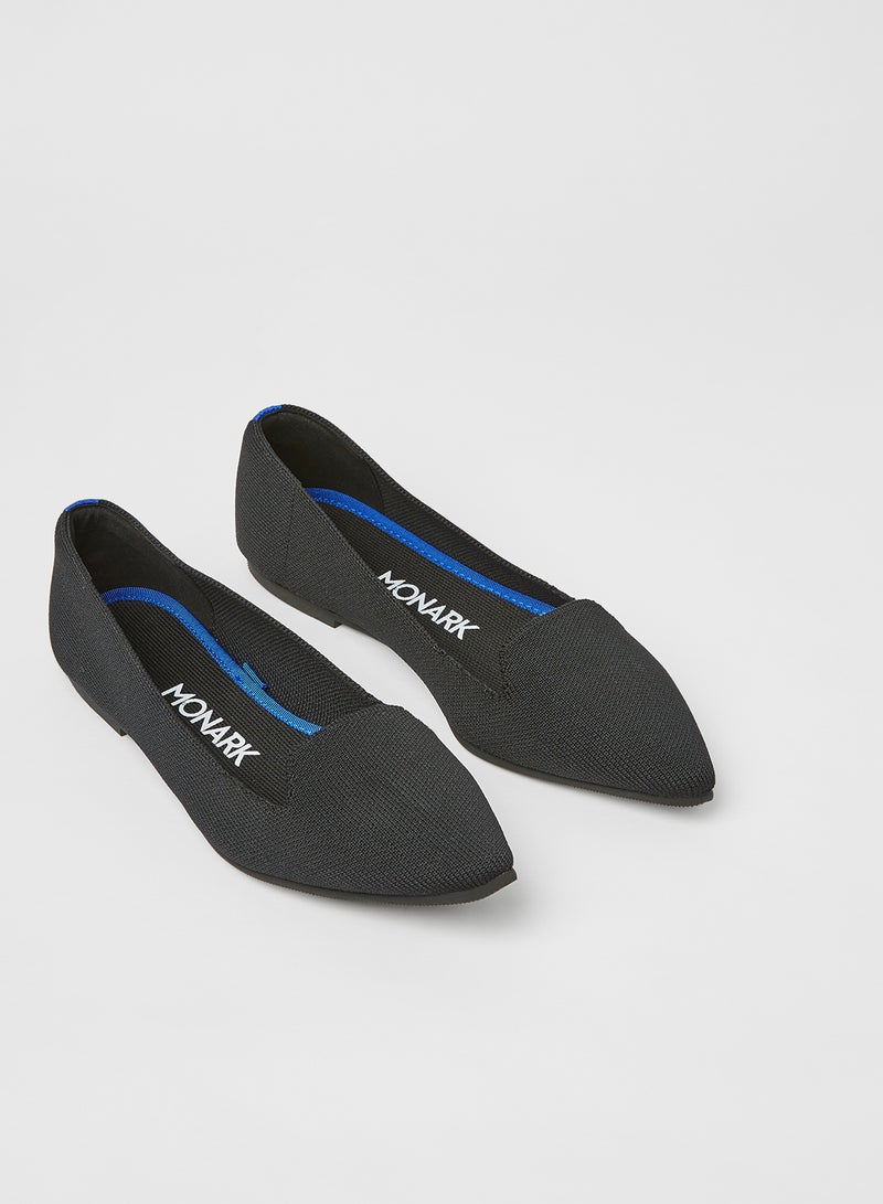 MONARK - Pointed Toe Flat Slip-On Loafers Black - Image 1