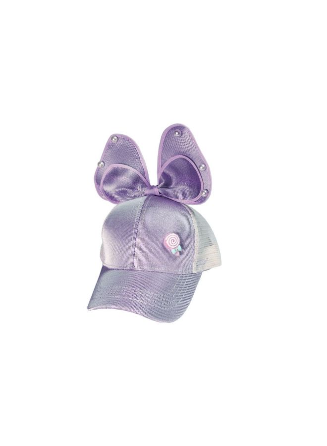 babyqlo - Big Bow Detail Cap Purple - Image 1