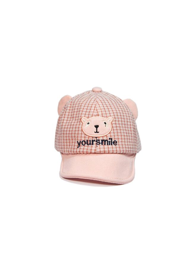 babyqlo - Bear Ear Detail Cap Pink - Image 1