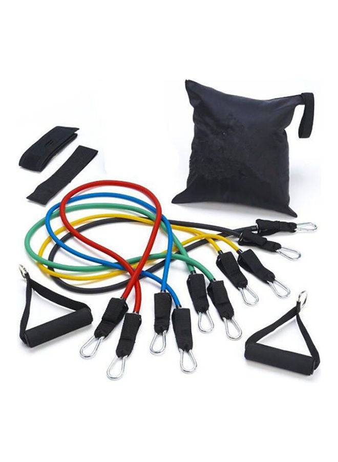 Generic 11-Piece Resistance Band Set With Door Anchor, Ankle Strap, Exercise Chart, And Carrying Case 20.2cm  - Image 1