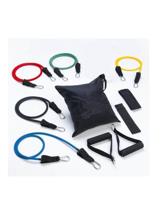 Generic 11-Piece Resistance Band Set With Door Anchor, Ankle Strap, Exercise Chart, And Carrying Case 20.2cm  - Image 2