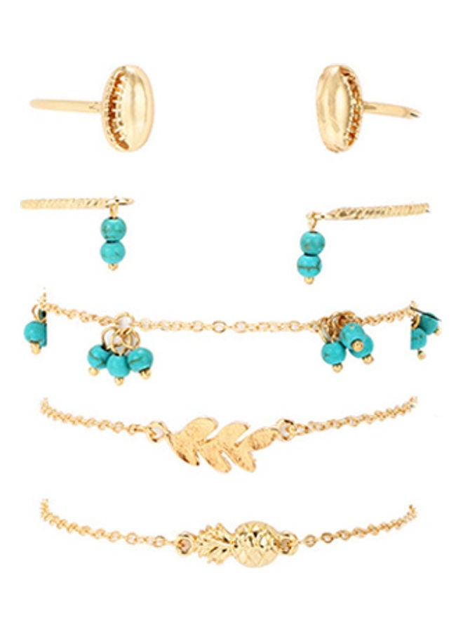 5esha 5-Piece Leaf Pineapple Alloy Bracelet Set  - Image 1
