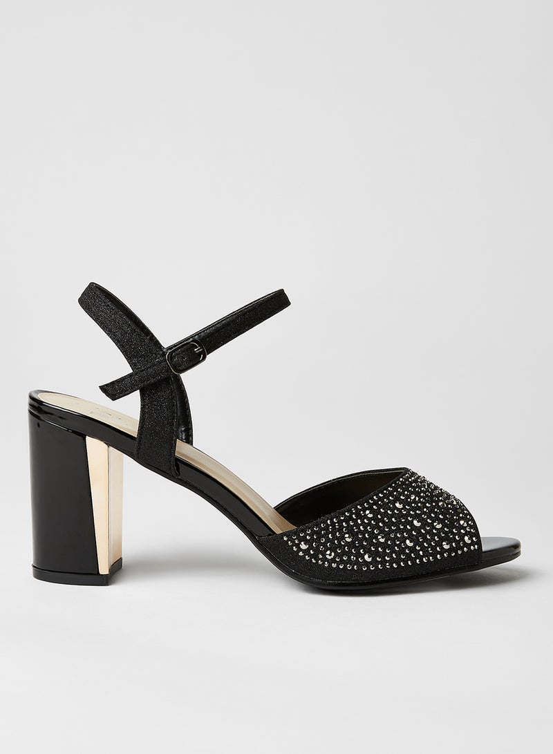 Jove Buckle Detailed Heeled Sandals Gunmetal - Image 1