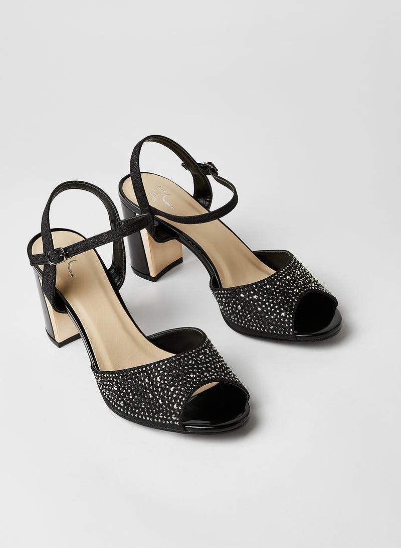 Jove Buckle Detailed Heeled Sandals Gunmetal - Image 2