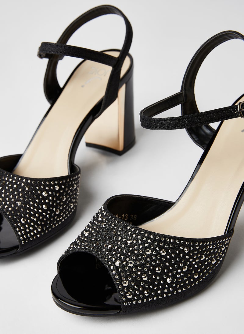 Jove Buckle Detailed Heeled Sandals Gunmetal - Image 4