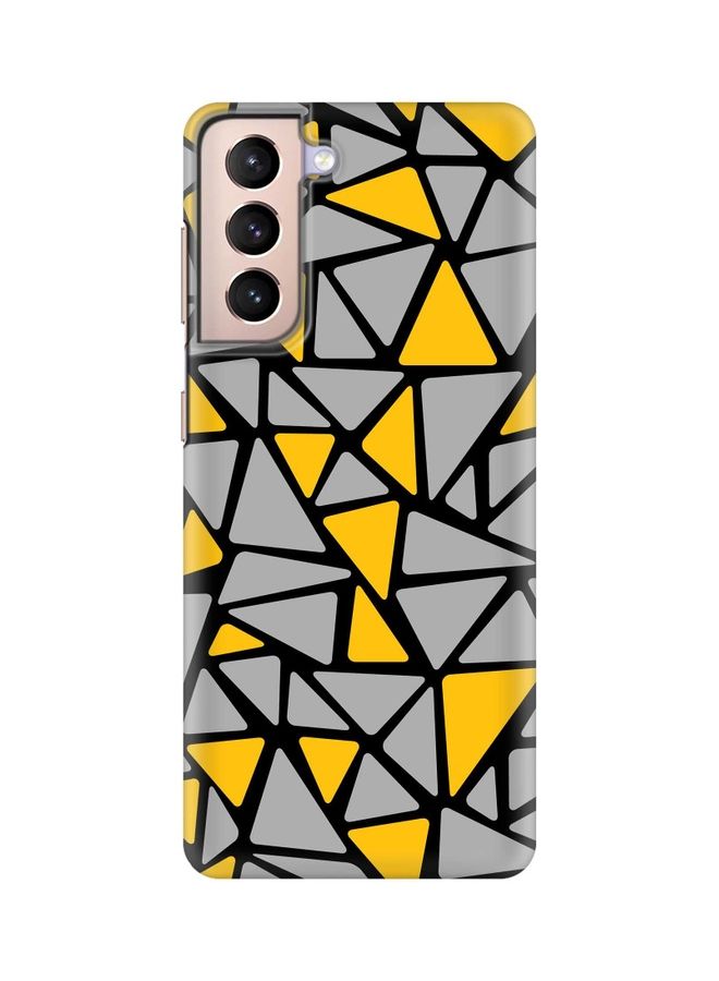ستايلايزد غطاء حماية بطبعة تجريدية على شكل مثلثات لهاتف سامسونج جالاكسي S21 5G رمادي/أصفر/أسود