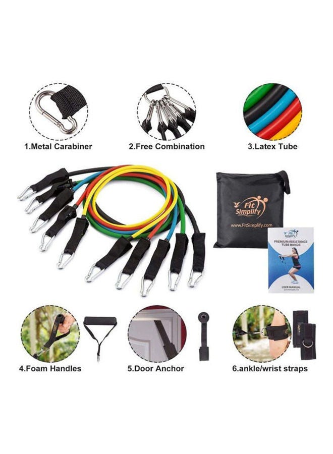 Generic Resistance Band Set 12 Pieces With Exercise Tube Bands, Door Anchor, Ankle Straps, Carry Bag, Instruction Booklet - Bonus Ebook And Online Workout Videos 19.7cm  - Image 2