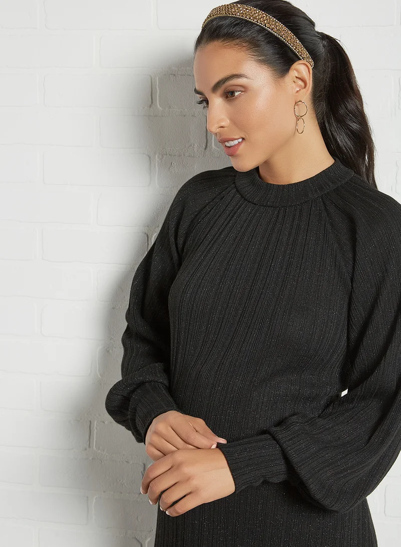 PIECES Ribbed Maternity Dress Black