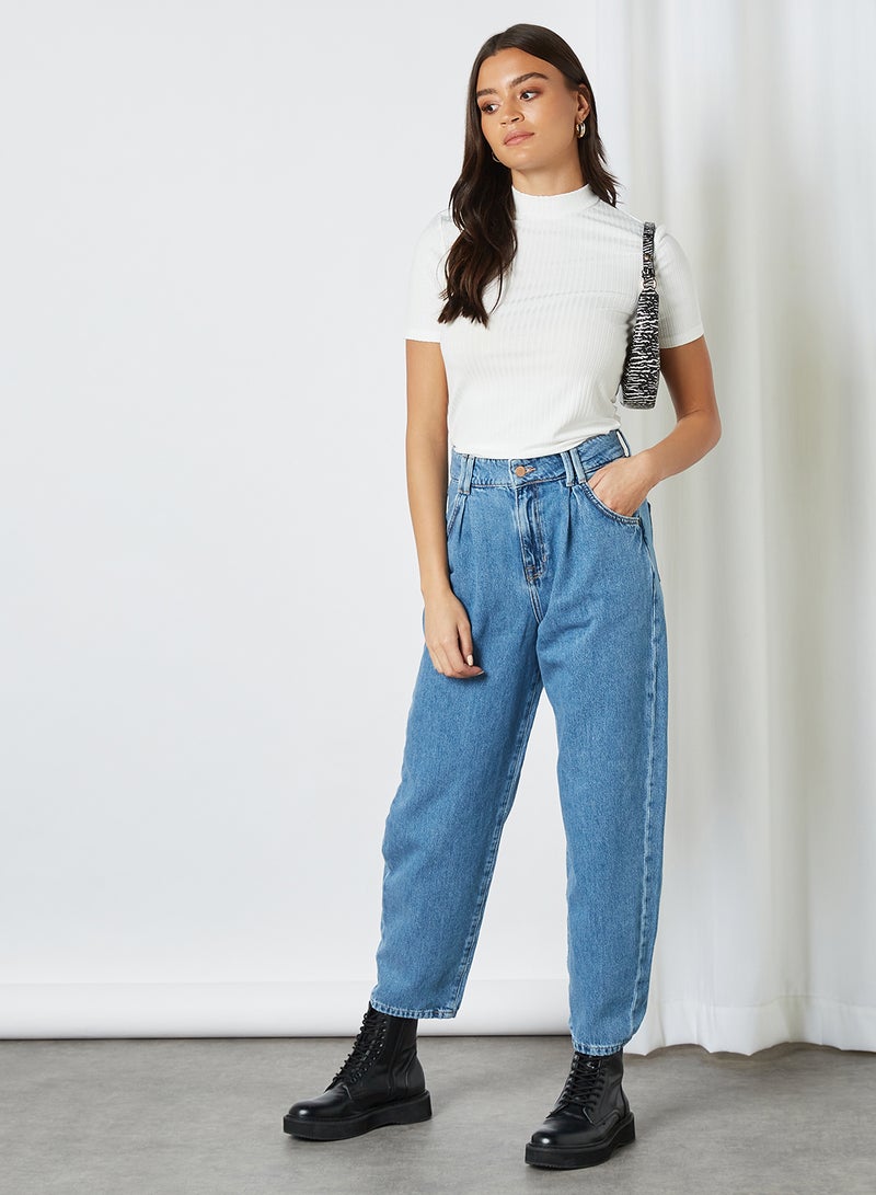 Jacqueline de Yong - High-Waist Slouchy Jeans Light Blue Denim - Image 1