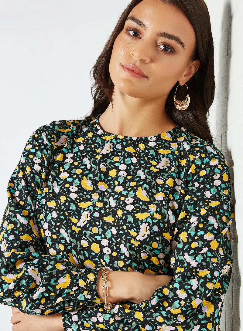 PIECES Floral Print Dress Black
