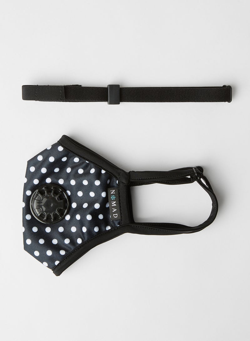 Nomad Mask - Unisex Polka Dot Face Mask Black - Image 1
