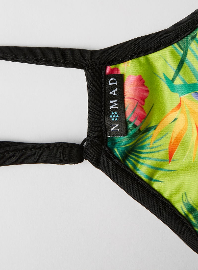 Nomad Mask - Unisex Tropical Print Face Mask Green - Image 1