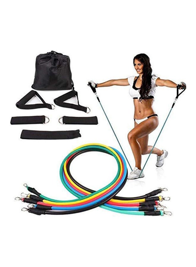 Kanteen Store 11-Piece Resistance Tubes Set Latex Crossfit Band Fitness Pull Rope Excerciser Body Training Workout Yoga Bands 20cm 
