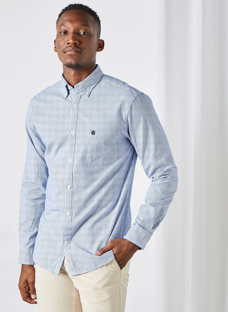 Selected Homme Striped Button-Down Collar Shirt Dark Blue