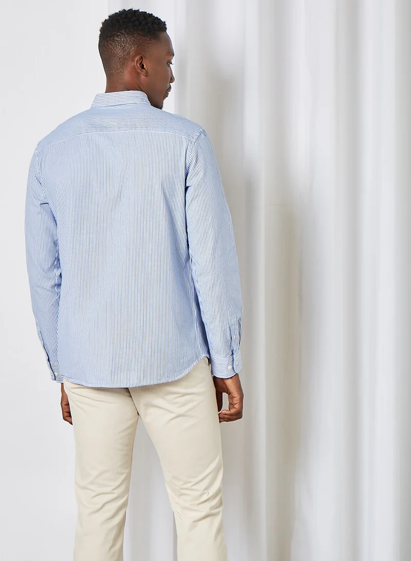 Selected Homme Striped Button-Down Collar Shirt Dark Blue