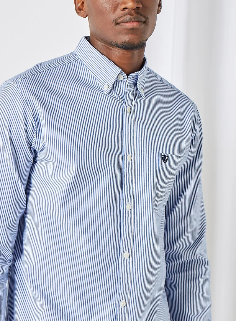 Selected Homme Striped Button-Down Collar Shirt Dark Blue
