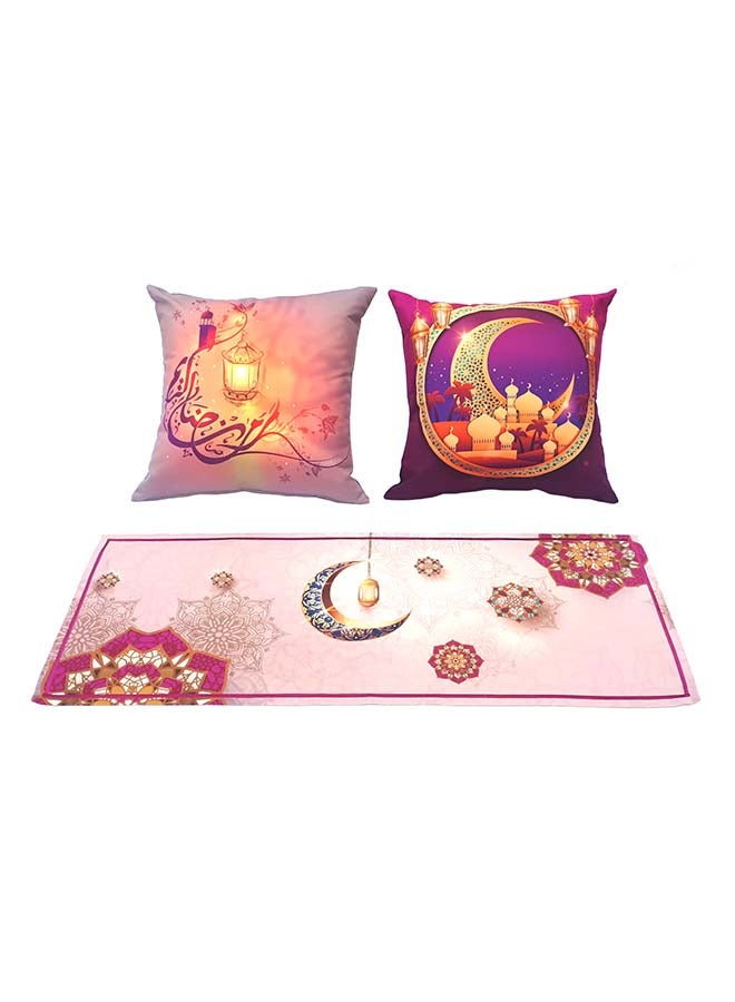 Set Of 2 Ramadan Kareem Cushion Covers And 1 Runner multicolour 40x40 & 90x35cm - v1614233893/N44635210A_1