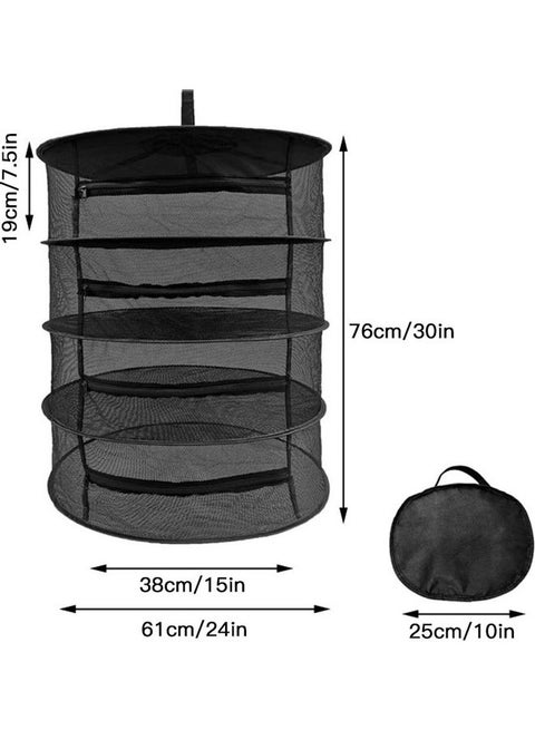 4-Layer with Zipper Folding Herb Drying Net Dryer Bag 61 x 76 x 19cm