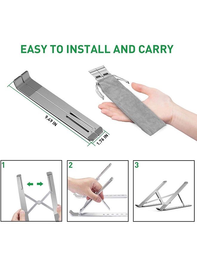 SMILEE - Portable And Adjustable Laptop Stand 9.49 x 6.69inch Silver - Image 1