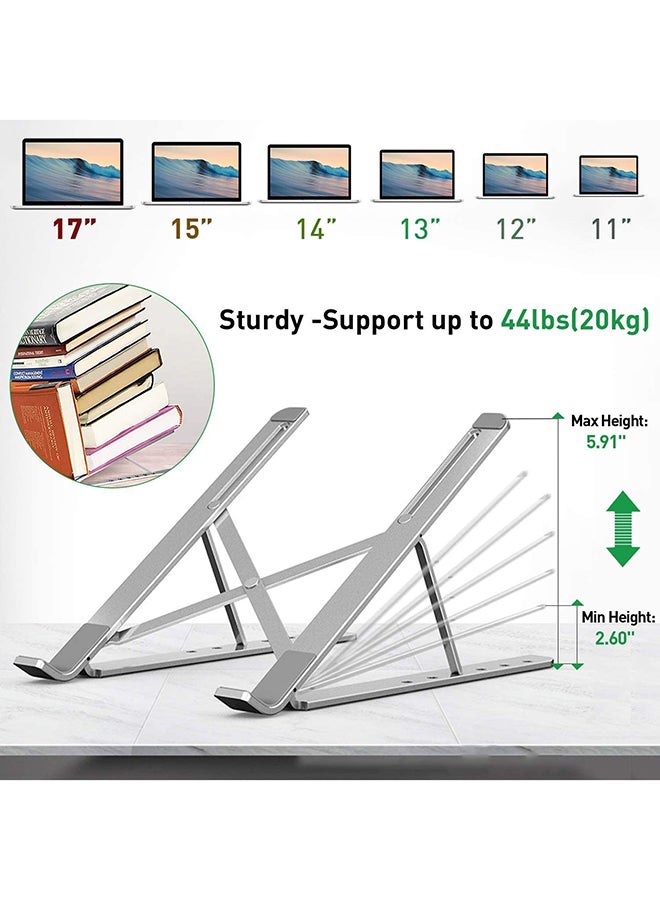 SMILEE - Portable And Adjustable Laptop Stand 9.49 x 6.69inch Silver - Image 1