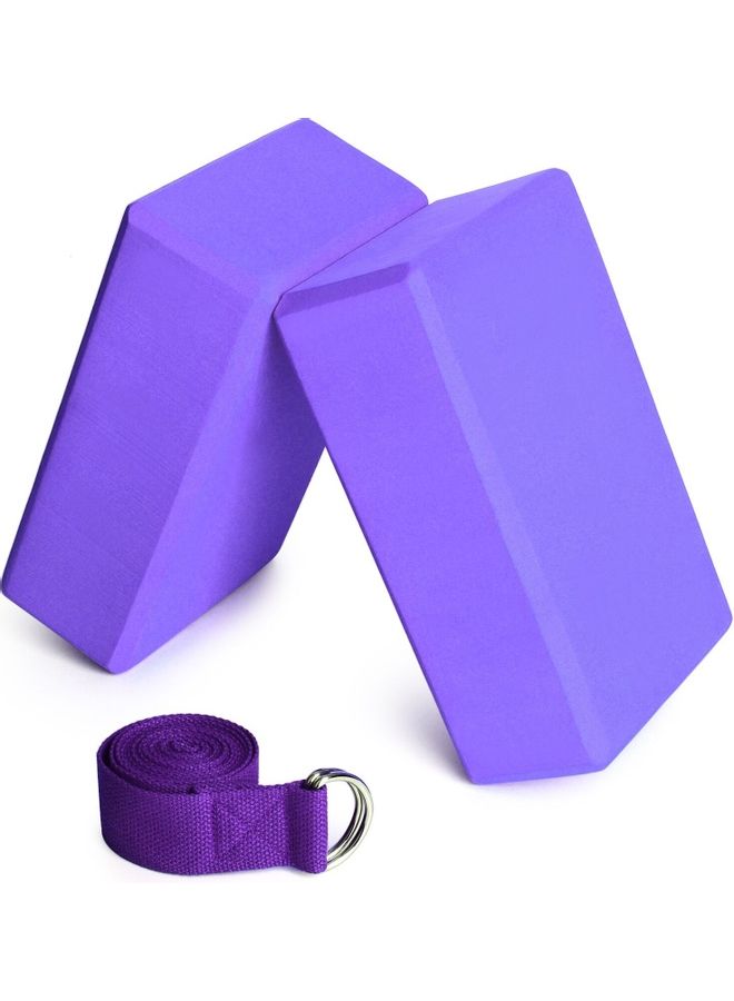 Generic 2-Piece EVA Yoga Block With Cotton Yoga Strap 23x15x8cm  - Image 2