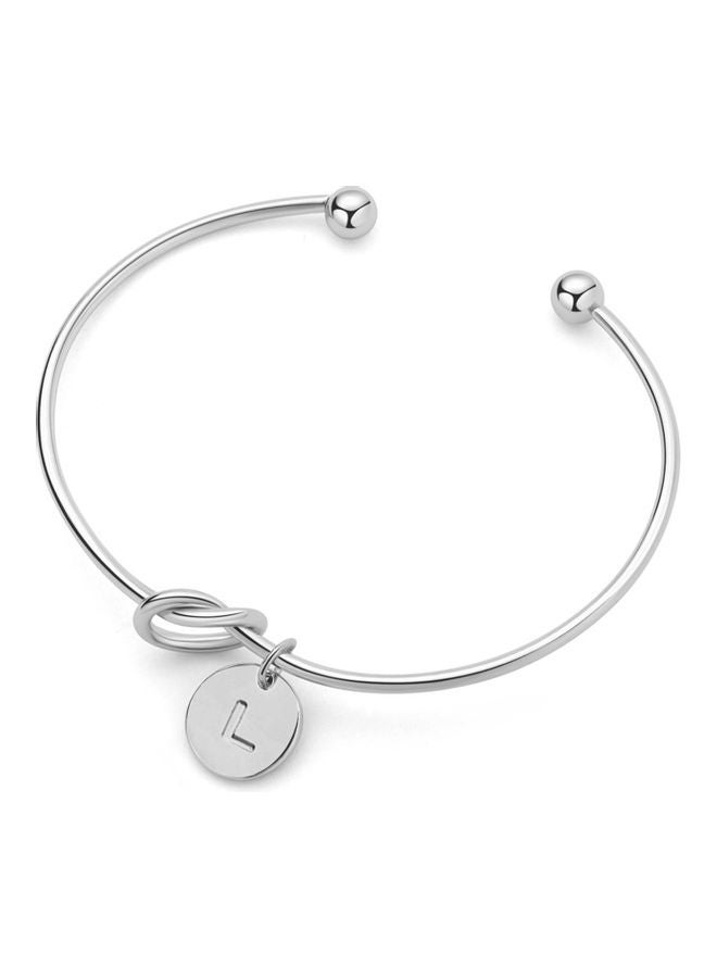 5esha - Letter L Engraved Stainless Steel Bracelet - Image 1