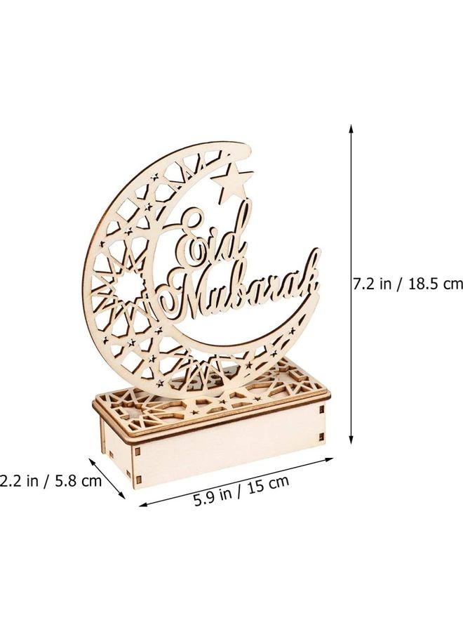 Eid And Ramadan Mubarak Openwork Moon Start Pattern Table Light Beige - Image 2