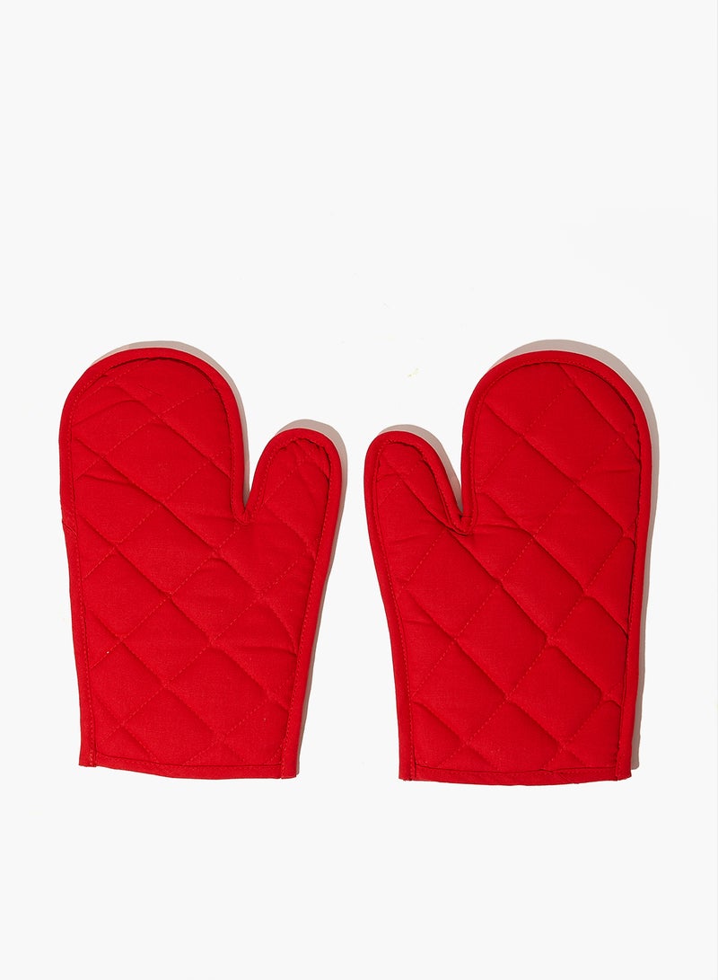 Amal 3 Piece Kitchen Apron Set - Apron, Oven Gloves - Cooking Bib - Kitchen Gloves - Red Red  - Image 3