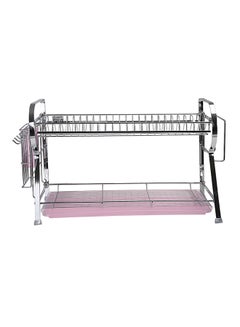 Royalford 2-Layer Wall Hanging Dish Rack with Plastic Drip Tray Silver  - Image 1