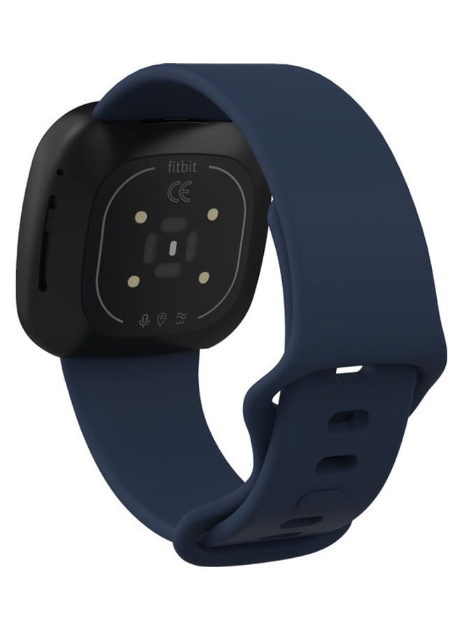 FITME Silicone Replacement Band for Fitbit Versa 3/ Fitbit Versa 4/Fitbit Sense/ Fitbit Sense 2 Watch Dark Blue - Image 2