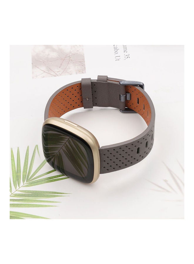 FITME Leather Replacement Band for Fitbit Versa 3/Fitbit Sense Grey  - Image 5