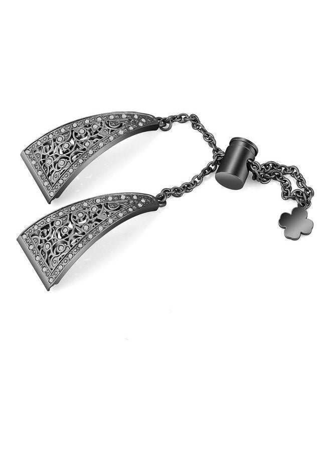 فيت مي سوار بديل ستيل لساعة فيتبيت فيرسا 3 / فيتبيت سينس أسود - Image 2