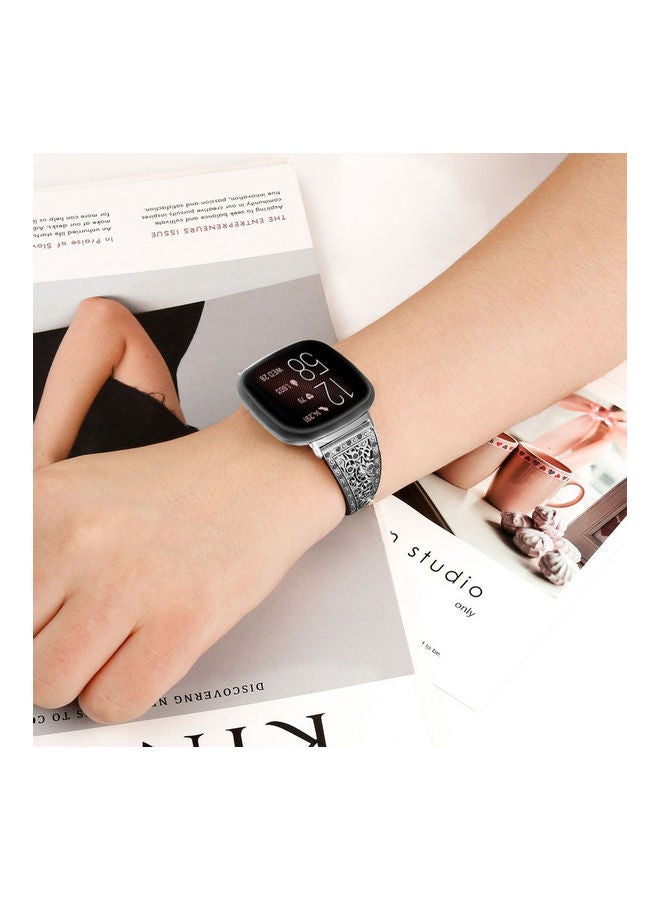 فيت مي سوار بديل ستيل لساعة فيتبيت فيرسا 3 / فيتبيت سينس أسود - Image 4