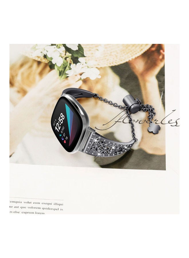 فيت مي سوار بديل ستيل لساعة فيتبيت فيرسا 3 / فيتبيت سينس أسود - Image 5