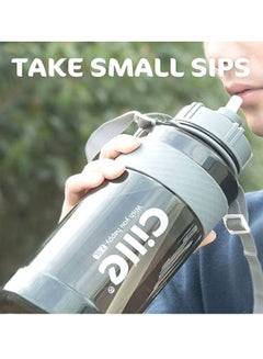 Beauenty Large Capacity Sports Water Bottle Brown/Grey 2Liters  - Image 2