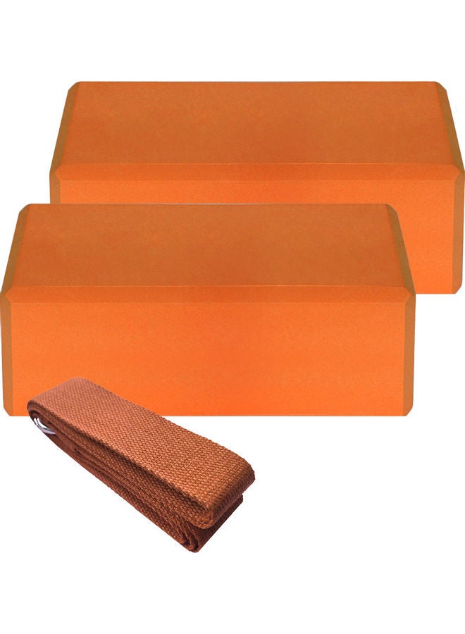 Generic 2-Piece EVA Yoga Blocks With Strap 23x15cm  - Image 1