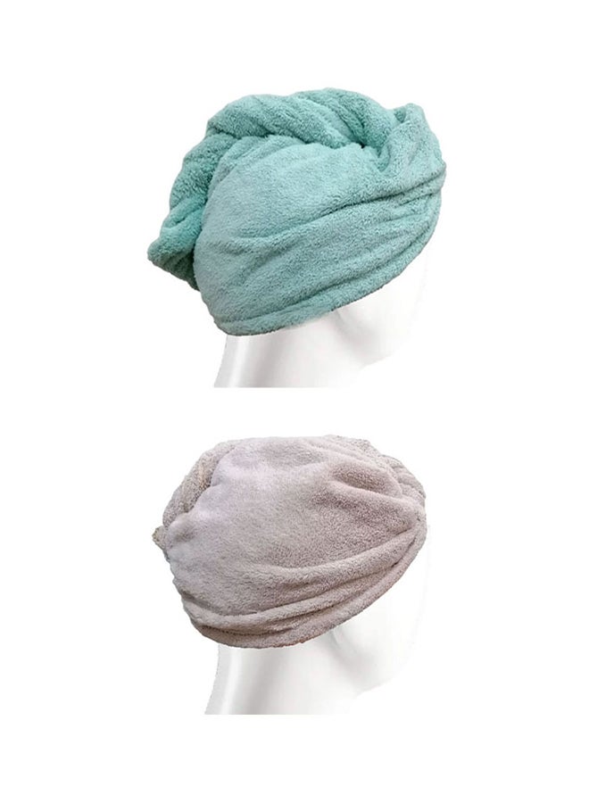 UTEX 2-Piece Hair Drying Towel Set Blue/Beige 64×23cm - Image 2