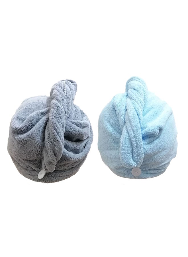 UTEX 2-Piece Hair Drying Towel Set Grey/Blue 64×23cm - Image 1