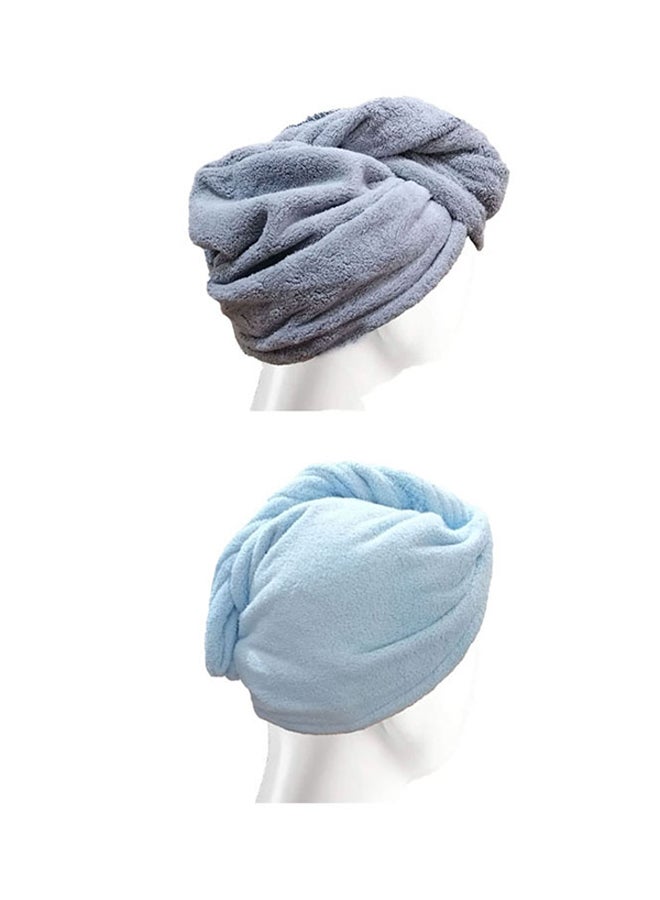 UTEX 2-Piece Hair Drying Towel Set Grey/Blue 64×23cm - Image 2