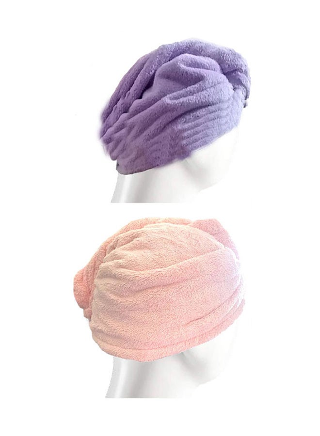 UTEX 2-Piece Hair Drying Towel Set Purple/Pink 64×23cm - Image 3