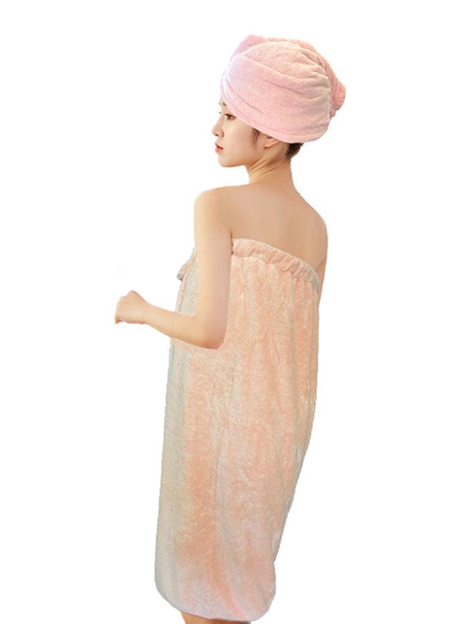 UTEX Bath Towel With Hair Drying Towel Pink 70×140cm - Image 3